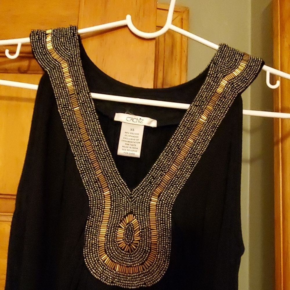 Cache Black And Gold Sparkly Sleeveless Top - image 2